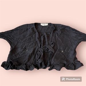 Urban Renewal Black Cropped Tie Front Blouse